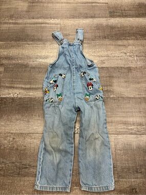 Zara Light Blue Denim Kids Overalls with Disney Character Patches